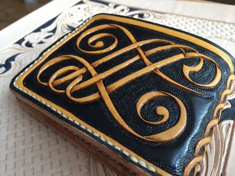Tiger, Men's 3D Genuine Leather Wallet, Handmade wallet, Carved wallet, Tooled wallet, Airbrush Art, Bifold wallet, Custom wallet, Personalized wallet3