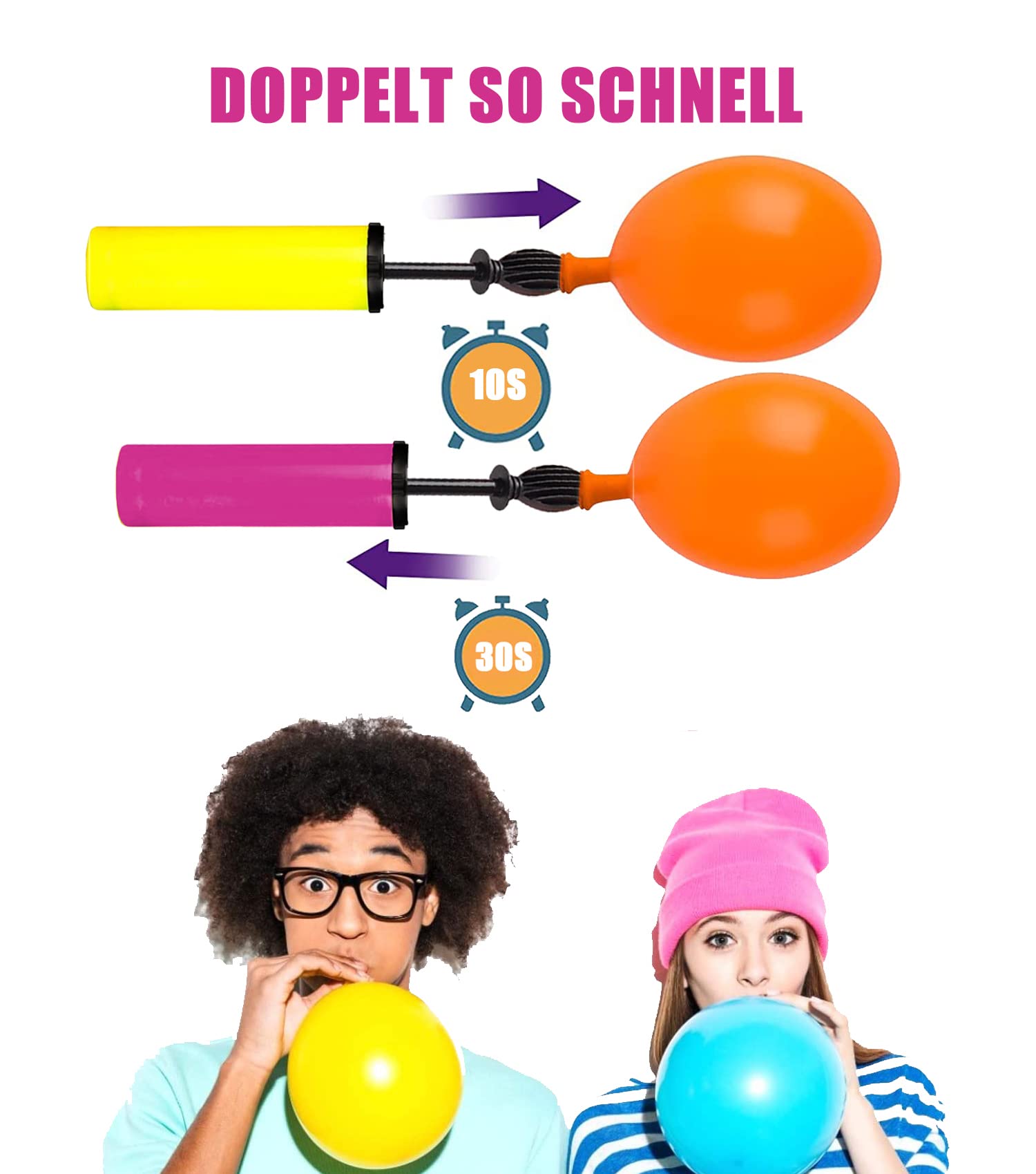 Lot De 4 Pompes à Ballons Manuelles - Portable, Silencieuse, Pour Fête, Mariage, Anniversaire (couleurs Aléatoires) - 13