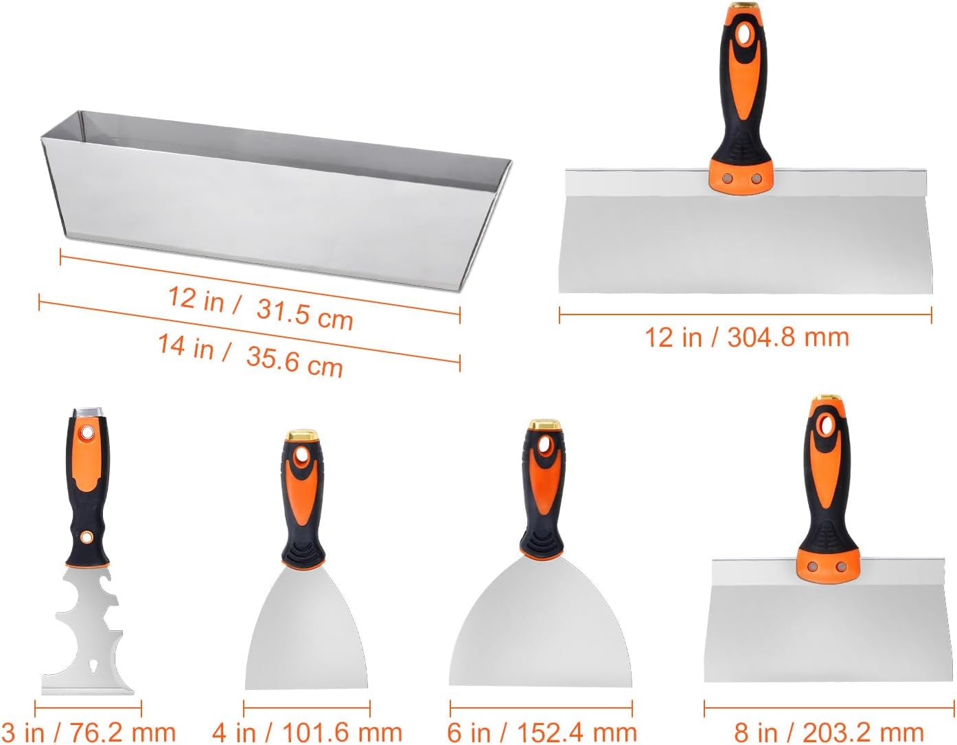 Happybuy Drywall Knife Set, 6 PCS Set Comprising 3"Painter Scraper, Stainless Steel Spackle Tools for Home Renovation