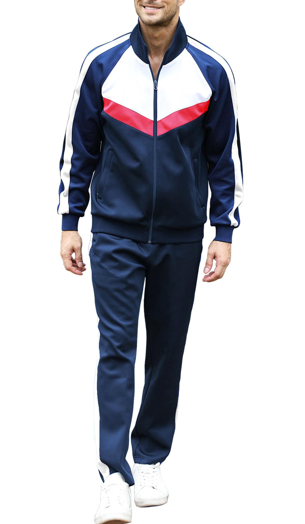 Men's Tracksuits Set 2 Piece Athletic Full Zip Track Suits Workout Jogging Sweatsuit Sets for Men