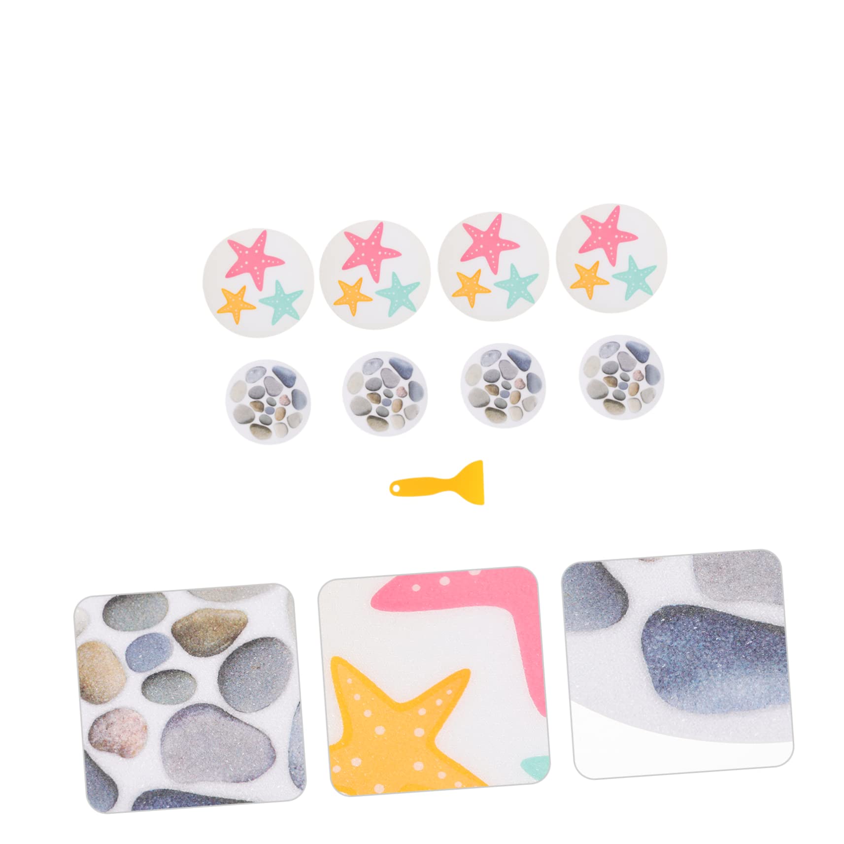 SOLUSTRE 8Pcs Self Adhesive Skid Bathtub Stickers Bathroom Floor Stickers Cute Pebble Designs for Home Hotel Safety Decor