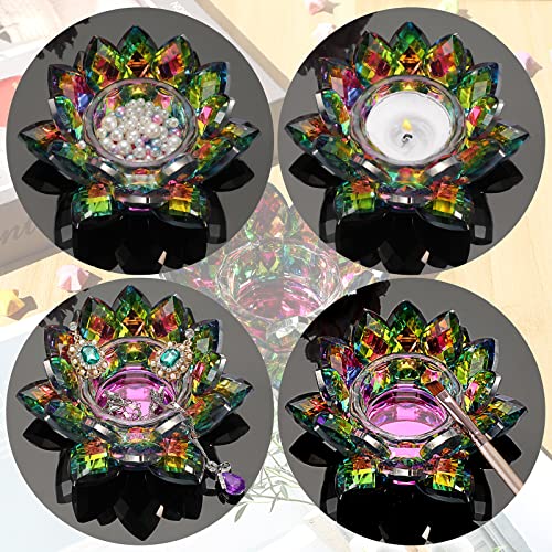 Ownmy Colorful Crystal Lotus Flower Tea Light Holder Lotus Petals Votive Candle Holder, Crystal Lotus Tealight Candle Stand Lotus Dappen Dish Lotus Candle Lamps For Table Centerpiece Wedding Decor #TOP5