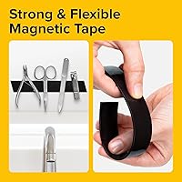 Vista 4 de Cinta magnética súper adhesiva (10 pies x 1/2 pulgadas), tira magnética con respaldo adhesivo para bricolaje y manualidades, fácil de cortar