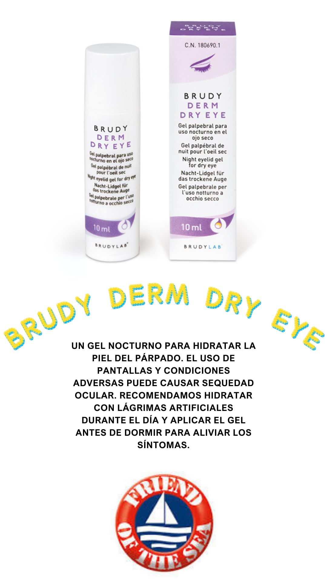 BRUDYLAB - Brudy Derm Dry Eye Gel 10 ml - Gel Idratante Notte per la Pelle delle Palpebre - Cura degli Occhi Secchi - Idrata e Decongestiona la Pelle delle Palpebre