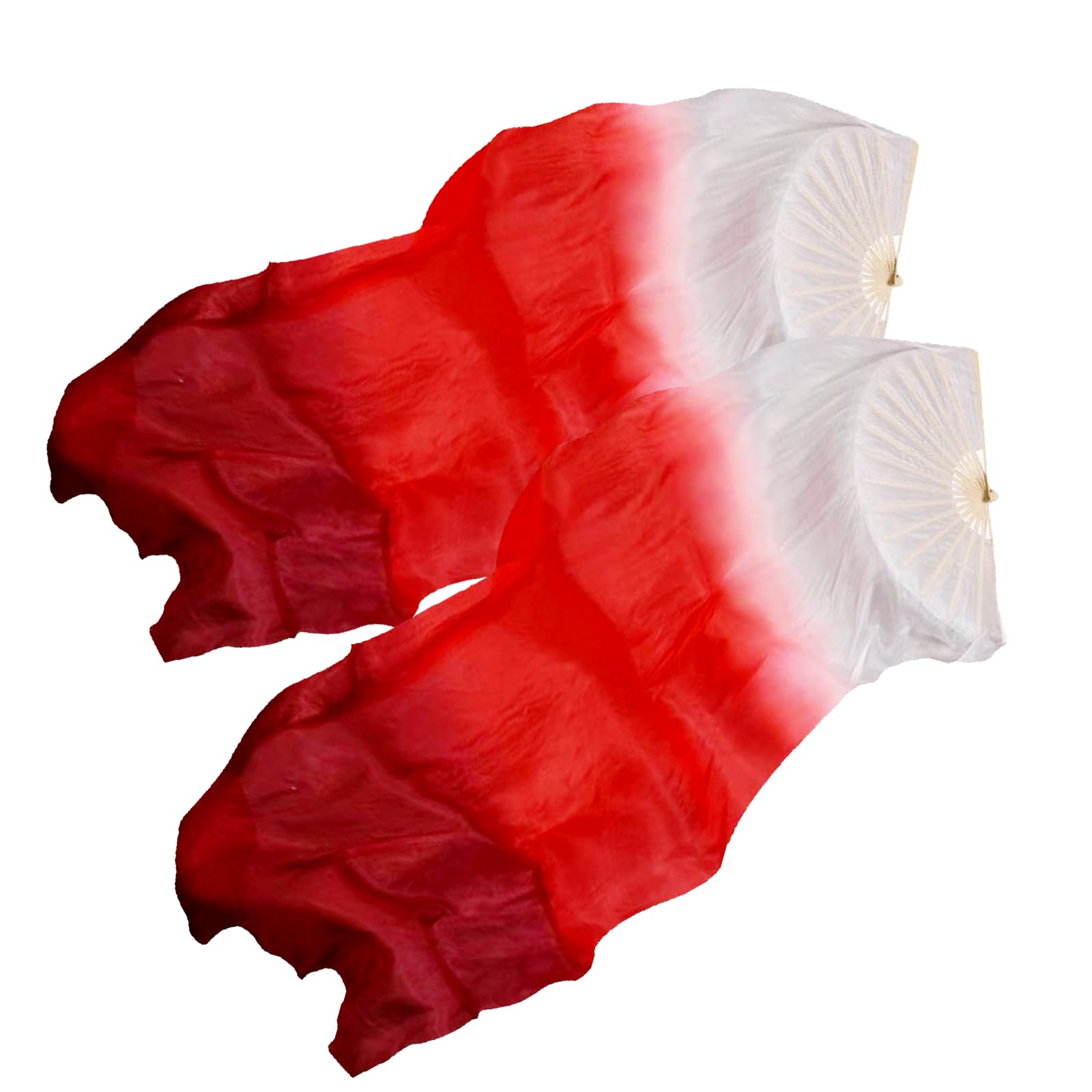 SVPMECN Silk Belly Dance Fan,Women Handmade Silk Long Belly Dance Fan Veils 1 Pair (Left+Right),Belly Dancing Long Folding Fans,for Dance Performance