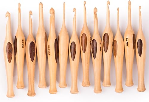 Ganchos de ganchillo de madera, gancho ergonómico para manos artríticas, agujas de ganchillo suaves para principiantes, agarre suave y cómodo para