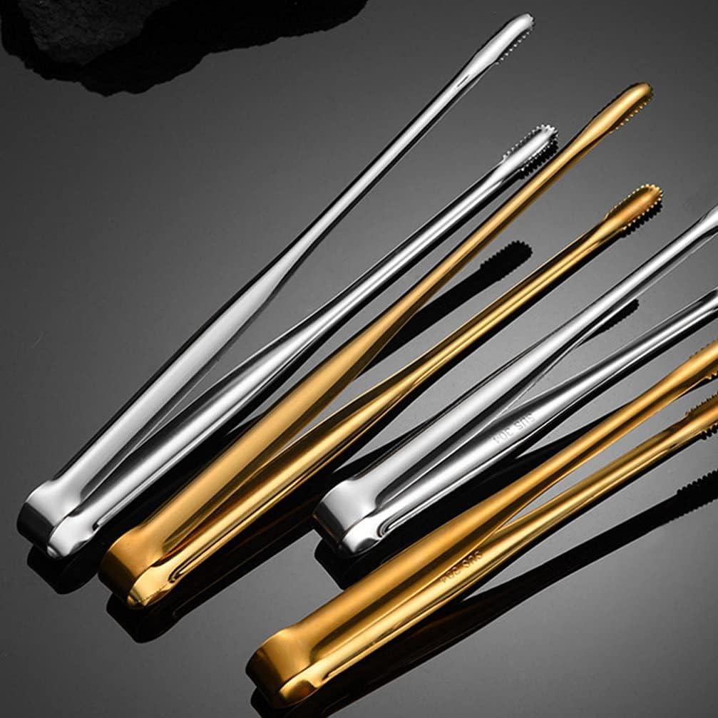 Steak Tong 2Pcs Stainless Steel Food Tong Barbecue Multi- Function Kitchen Appetizers Bread Steak Sugar Ice for Buffet BBQ Restaurant Bar Pasta Tongs(19X2X2CM)