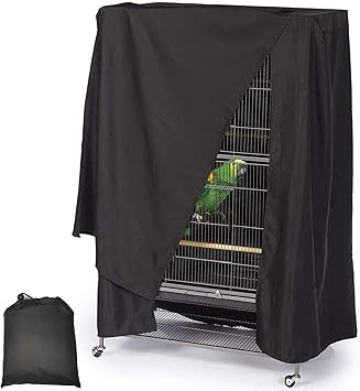 Fhiny Bird Cage Cover, 33.8”L×24”W×46.8”H Water-Proof Good Night Black-Out Birdcage Cover Durable Washable Windproof Cage Acc