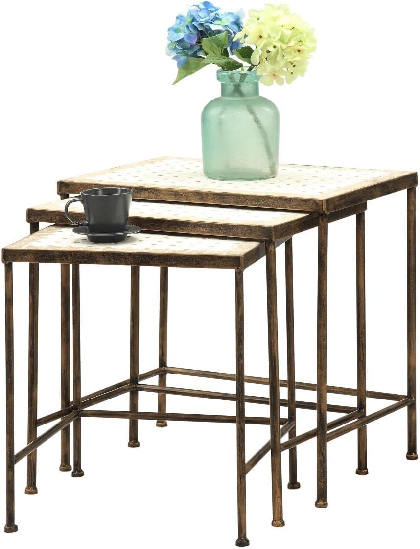 Amazon.com: 4D Concepts 3 Piece Travertine Nesting Tables : Home & Kitchen