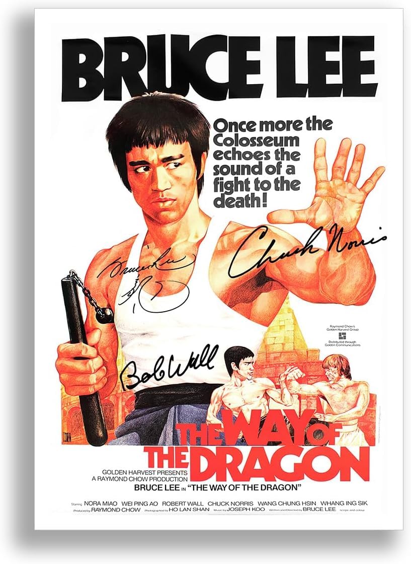 Mounted Gifts Black The Way Of The Dragon Cast Signed A4 Poster Photo Print Framed Autograph Gift Movie Film Bruce Lee (A3 Poster Only)
