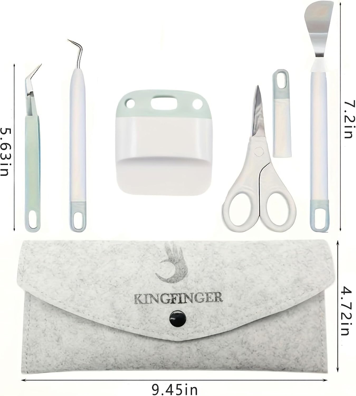 KINGFINGER 5PCS Scrapbooking Tools Set, Essential Tools and Accessories for Weeding, Cutting, and Crafting, Includes Scissors, Scraper, Tweezer, Hook, Spatula, for Cricut/Silhouette/Oracal 631/651/751