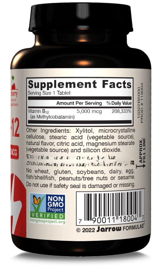 Vegan Methyl B-12 5.000 mcg, Forza massima, ciliegia, masticabile, 60 compresse