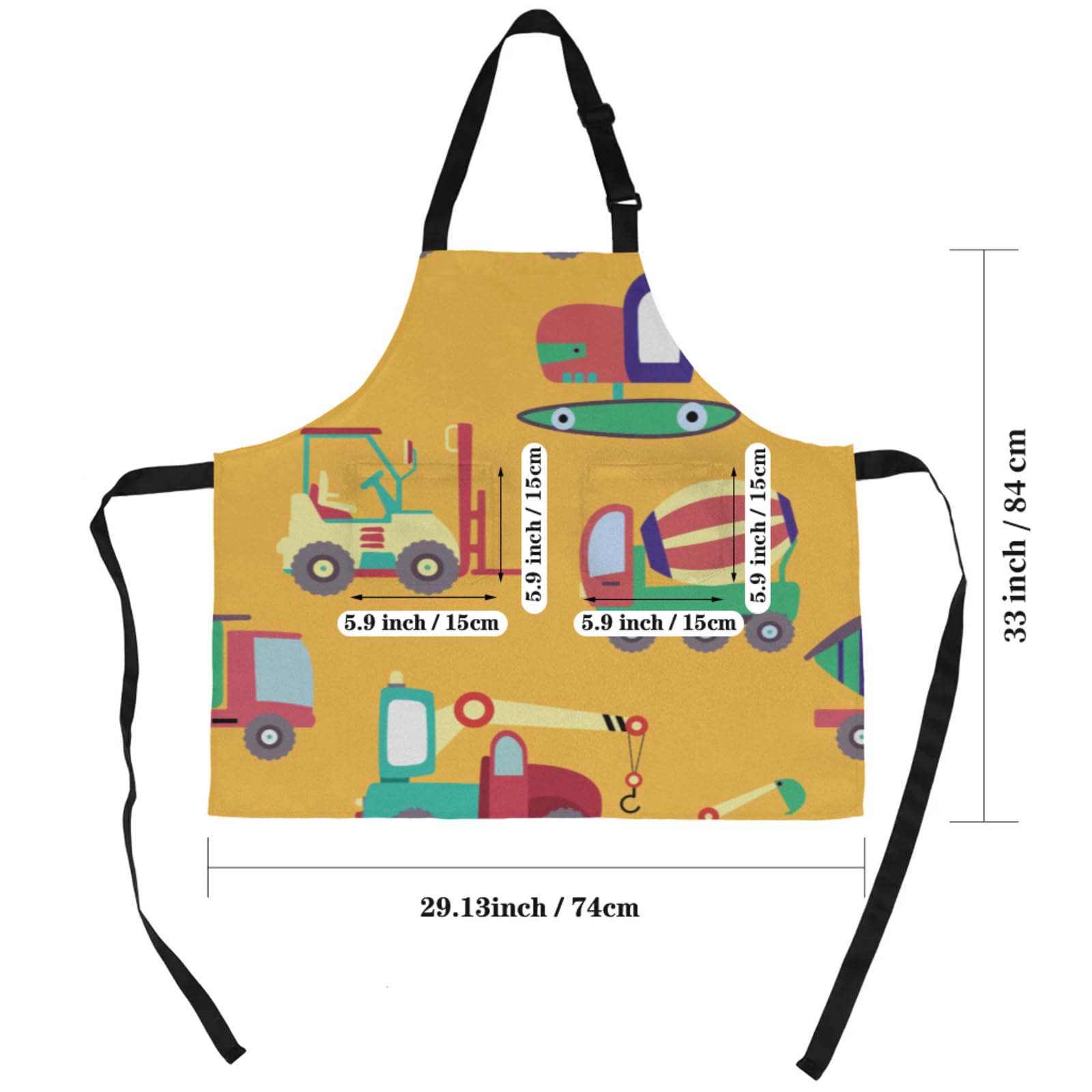Aglebo Cartoon Car Aircraft Transporter Chef Apron with Pockets Adjustable Shoulder Strap Waterproof Cooking Apron for Kitchen Baking Gardening Pottery Painting