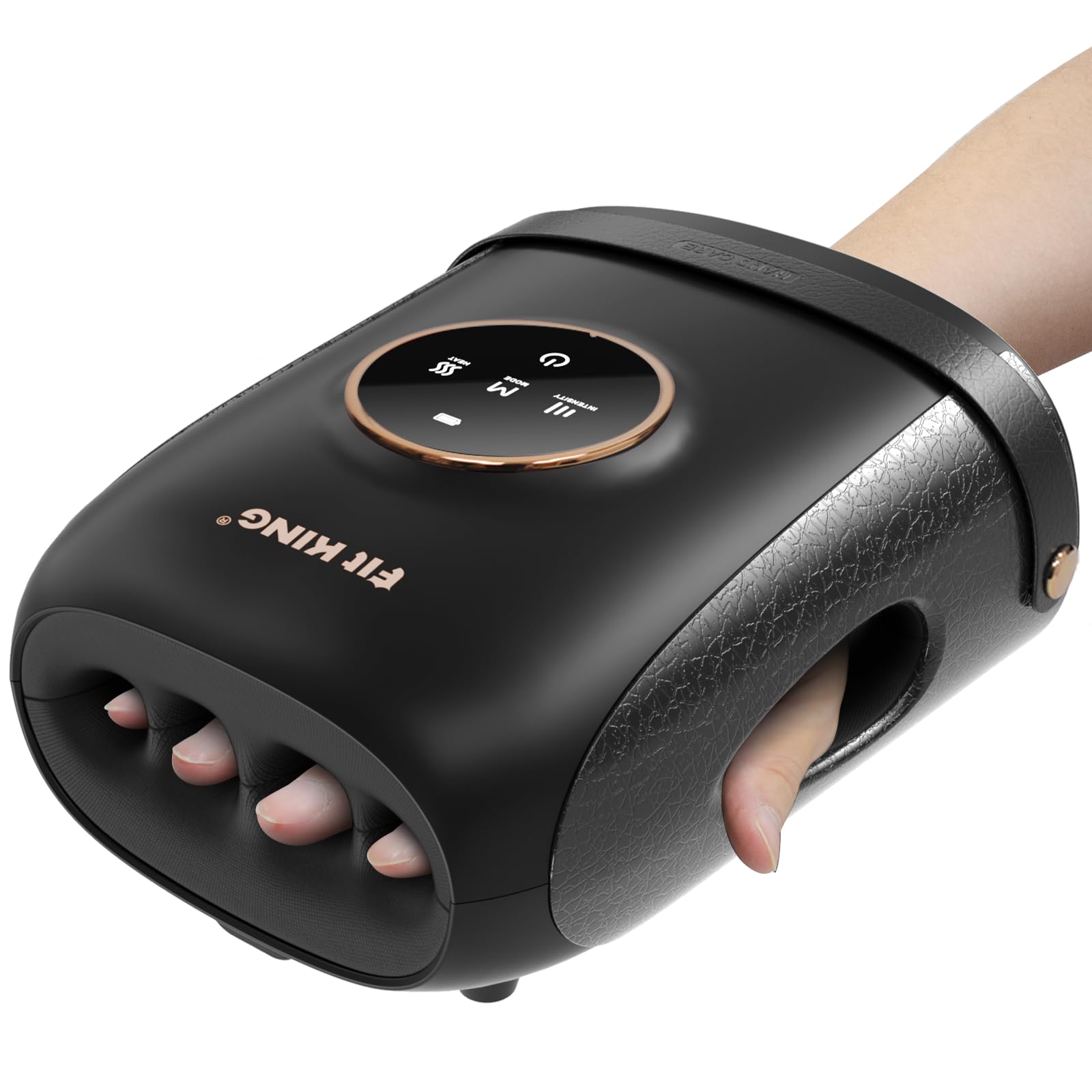 FIT KING Cordless Hand Massager with Compression & Heating, Fingers Wrap Massage for Arthritis Pain and Carpal Tunnel, Ideal Gift for Both Men and Women, HSA-FSA (Black)