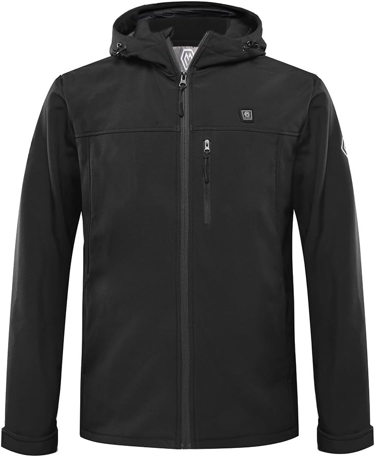 Men's Heated Jacket with Battery Pack and Detachable Hood/Soft Shell Winter Warmest Coat (XL)