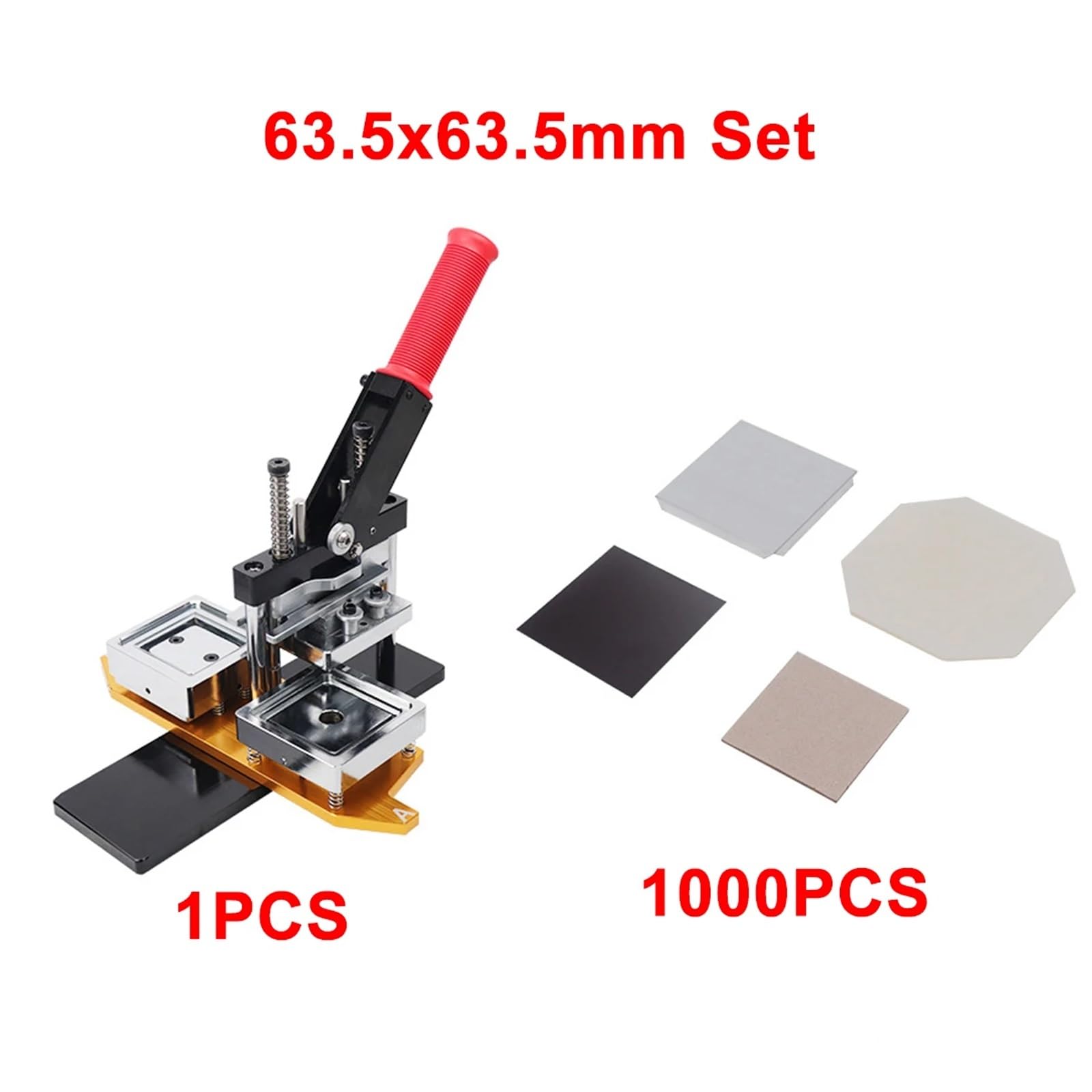 Pin Badge Making Kit Macchina per stampa badge quadrata per frigorifero 50x50mm/63,5x63,5mm Para magneti da 1000 pezzi(63.5x63.5mm Set)