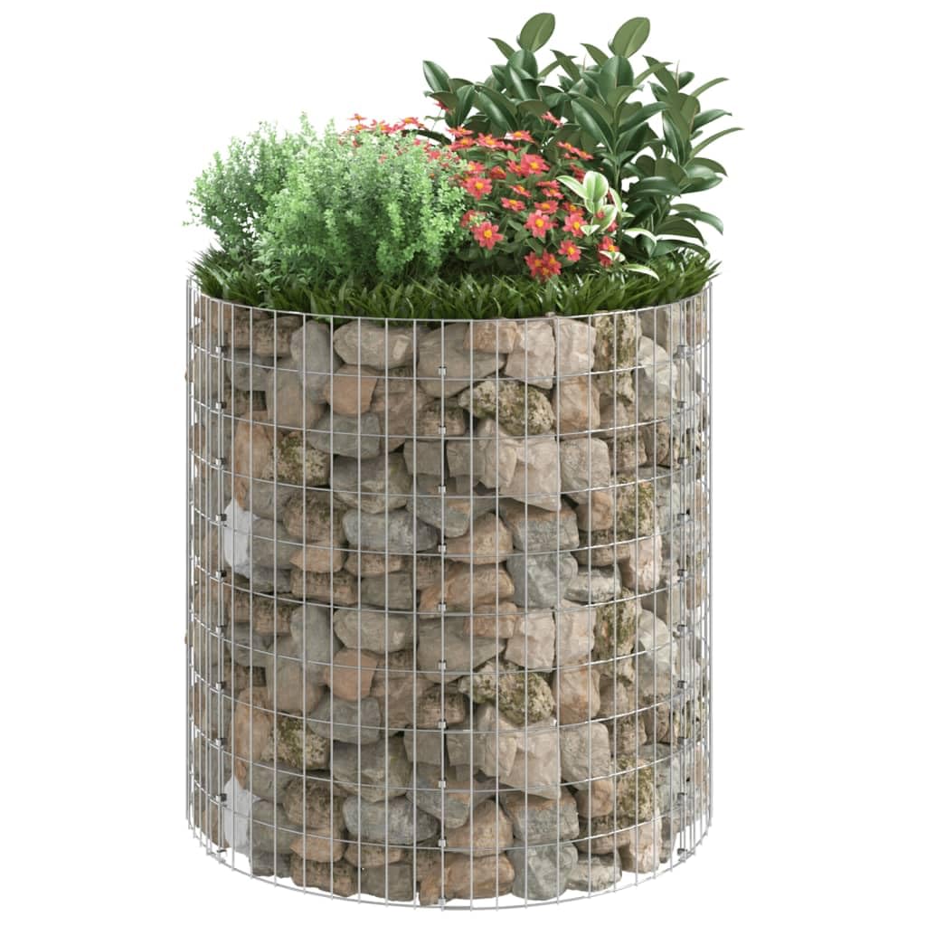 Gabionen-Säule Rund Verzinkter Stahl Ø100x100 cm, Maschendraht Zaunelement für Gartenzaun, Sichtschutz und Windschutz, stabile Metall-Palisade für Terrasse, Balkon, Vorgarten