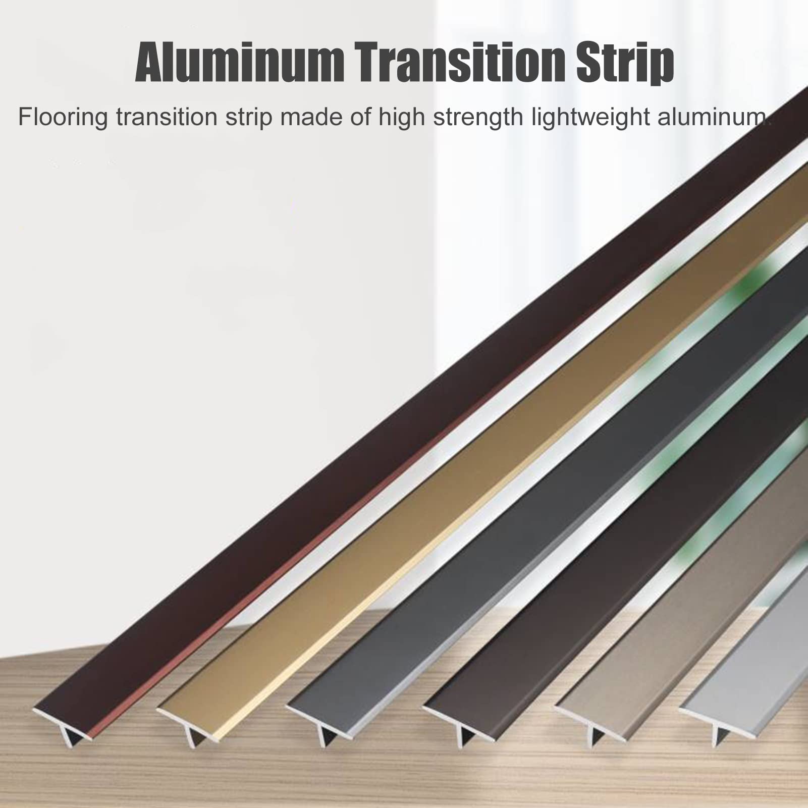 XBTGS Tira de transición de suelo desigual para puerta, tira de transición de piso de moldura en T, tiras de aluminio a laminado, tiras de borde de piso para entrada del hogar, puertas de pisos