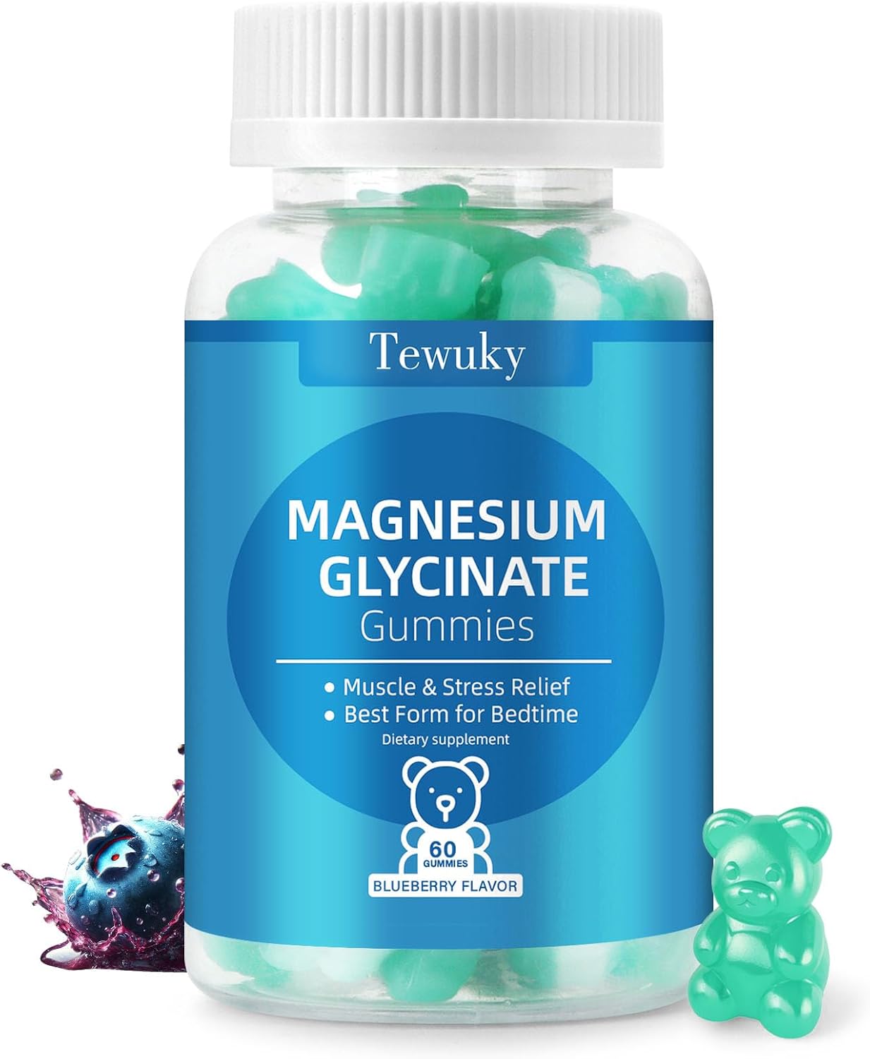 Magnesium Glycinate Gummies 500mg, Sugar-Free for Adults & Kids, Magnesium Gummies for Sleep, Stress & Muscle Relief, Supports Bone & Nerve Health, Vegan, Pectin-Based, 60 Count, Blueberry Flavor Magnesium Glycinate Gummies 500mg, Sugar-Free for Adults & Kids, Magnesium Gummies for Sleep, Stress & Muscle Relief, Supports Bone & Nerve Health, Vegan, Pectin-Based, 60 Count, Blueberry Flavor