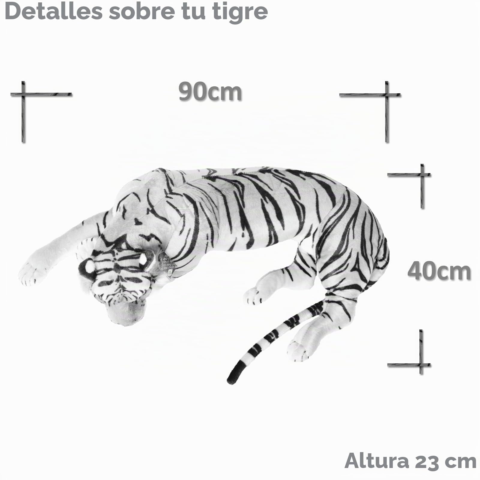 TE-Trend Peluche de Tigre XL, 90 cm, Gigante para Aventuras imaginativas, Gran Juguete y decoración, Peluche para niños y Adultos, Tigre Gigante, XXL