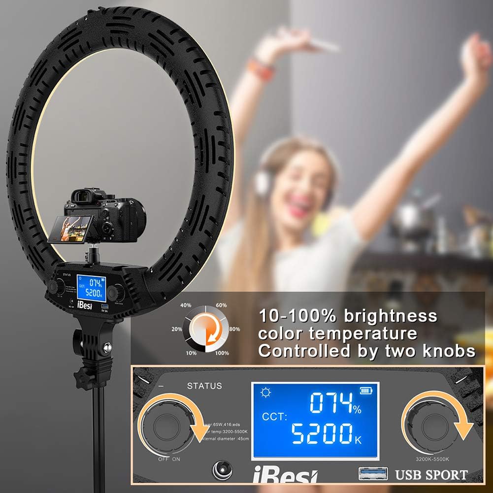 🔥 Crazy Deals 18'' LED Ring Light with Stand, Wireless Remote Control LCD Screen with Phone Holders & Three Hot Shoe Ports, 3200K-5500K Color Adjustment Range, for Selfies, Photography, Makeup, YouTube, Tiktok. 🔥 18'' LED Ring Light with Stand, Wireless Remote Control LCD Screen with Phone Holders & Three Hot Shoe Ports, 3200K-5500K Color Adjustment Range, for Selfies, Photography, Makeup, YouTube, Tiktok.