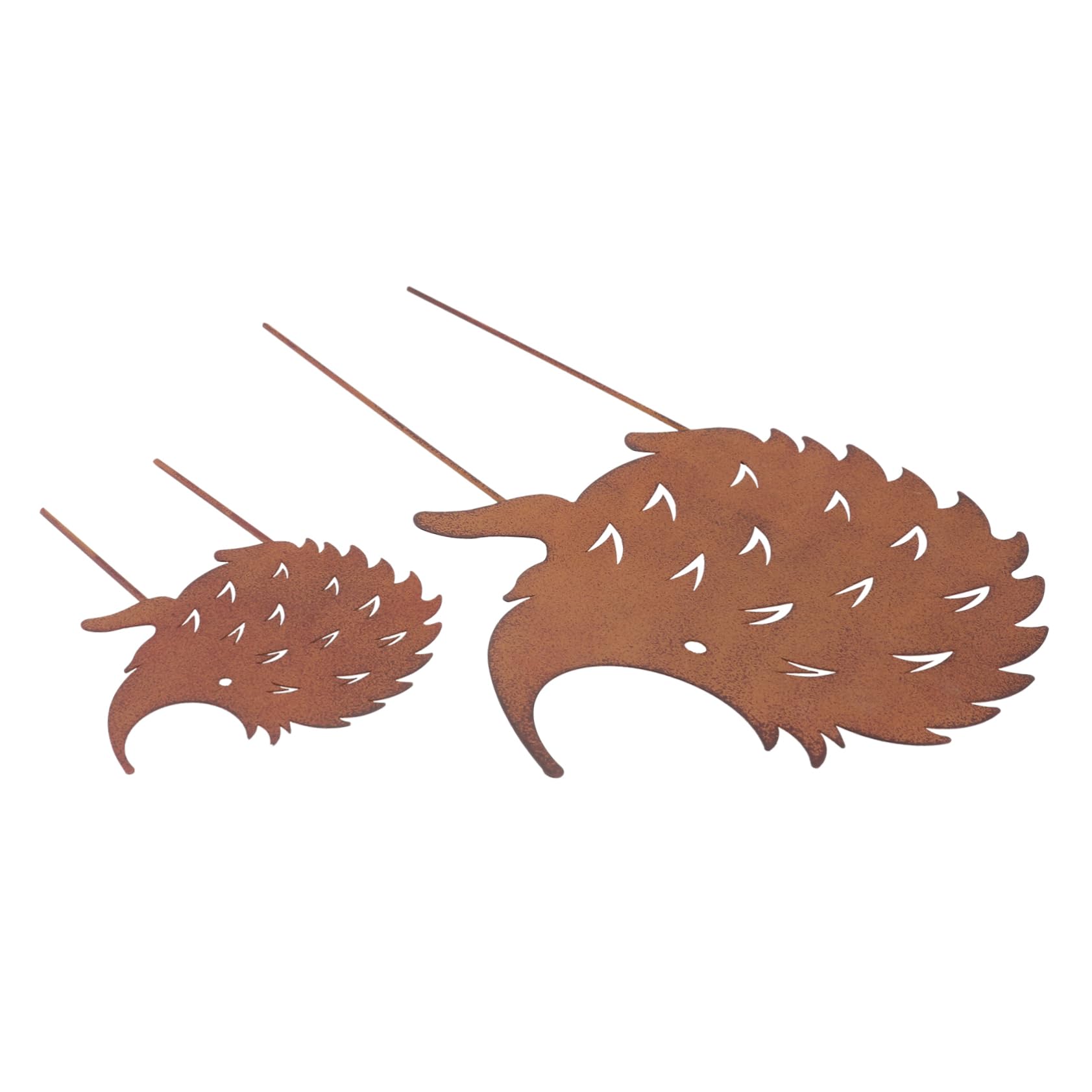 2 Stück Gartendeko Igel aus Eisen Rostoptik Große und Kleine Gartendekoration für Terrasse und Außenbereich Wetterfeste Schmiedeeisen Figur