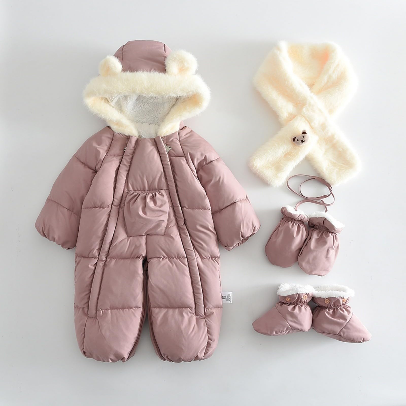 Schneeanzug Kinder Süß Verdickt Fleece Skianzug Warme Gefüttert Skioverall