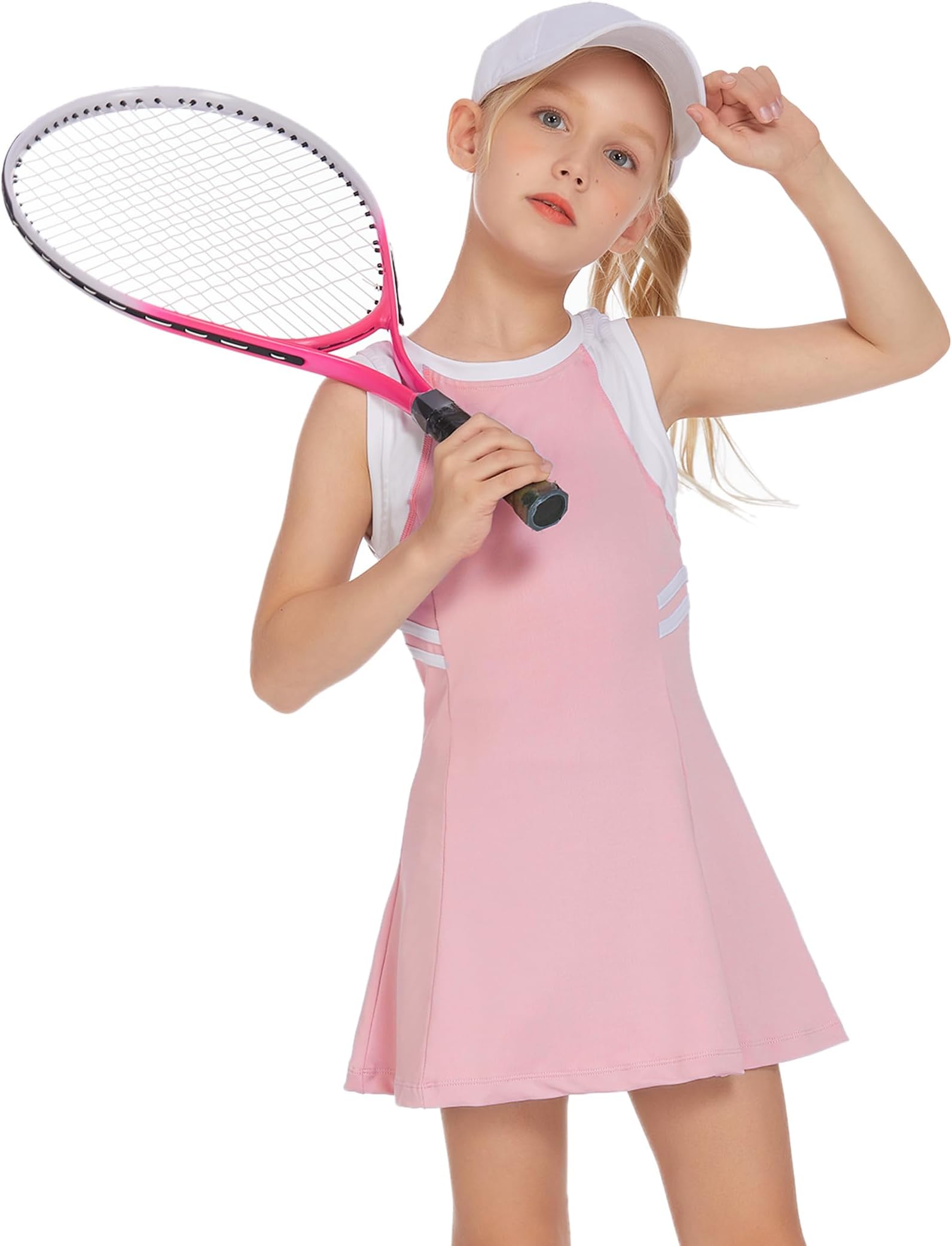 Girls Tennis Dress Cute Golf Outfit Sleeveless Workout Athletic Dresses with Shorts Pockets