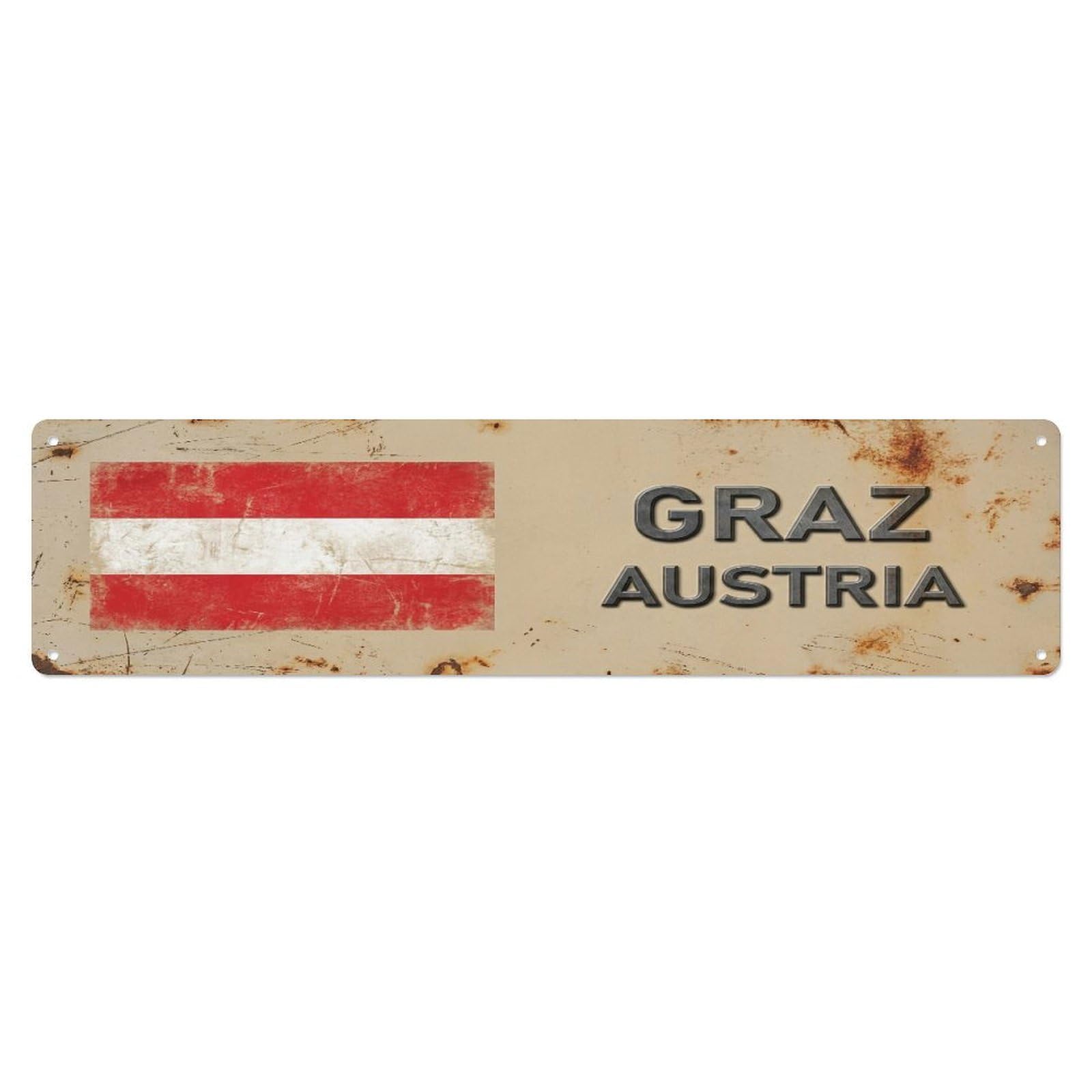 Tgrcjimh Style Metal Tin Sign Vintage Graz Austria Flag Decor Rustic Travel