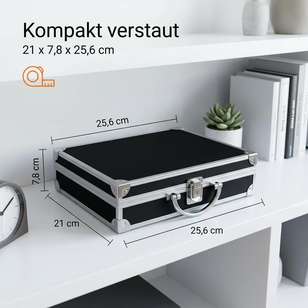 SAFE 9801 Valigia porta monete collezione in alluminio | con 6 vassoi per 200 monete di diverse dimensioni | Per 2 euro commemorativi, monete euro da collezione