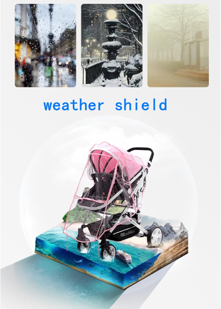 Housse De Pluie Poussette Universelle PVC Transparent – Protection Imperméable Vent Neige Avec Fenêtre Zippée