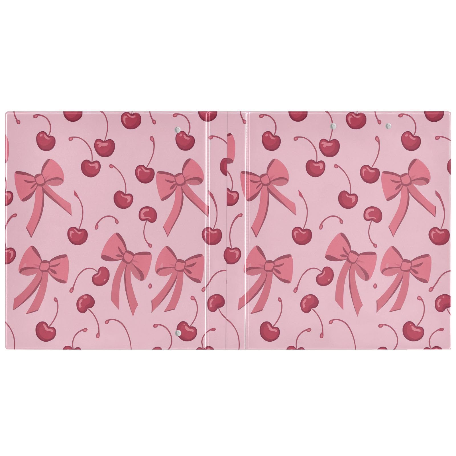 Caikeny Classeur à 3 anneaux avec nœud rose, rouge cerise, 3,8 cm, porte-bloc à anneaux ronds avec 2 poches pour fournitures de bureau