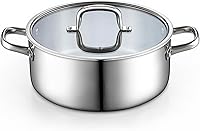 Vista 9 de Cook N Home Olla de Acero Inoxidable con Tapa de 6 Cuartos, Olla de Sopa Tri-Ply Clad, Olla de Cocción por Inducción, Plateado