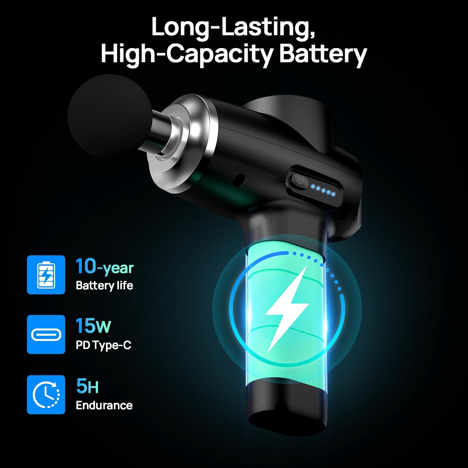 HEYCHY Percussion Massage Gun Deep Tissue, Massager Gun for Back Neck Relief, FSA Eligible Portable Muscle Massager with 12mm Amplitude for Home Gym Office Use, Athletes Men Women, HSA Eligible