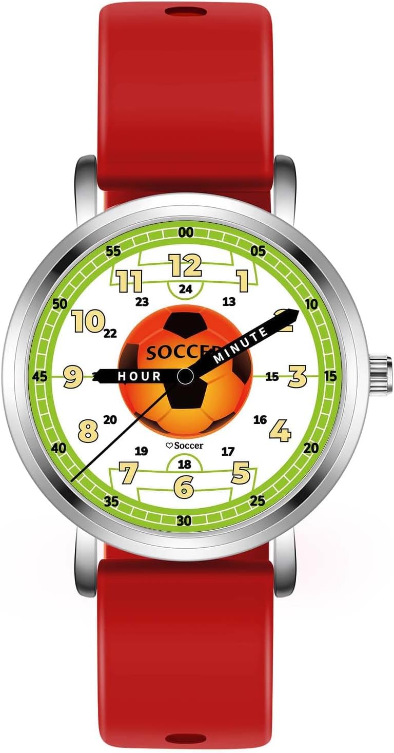 Childrens Watches, Kids Learning Watch, Soccer Children's Toddler Learning Time and Easy to Read Time, Football Analog Watch for Boys and Girls Ages 3~11