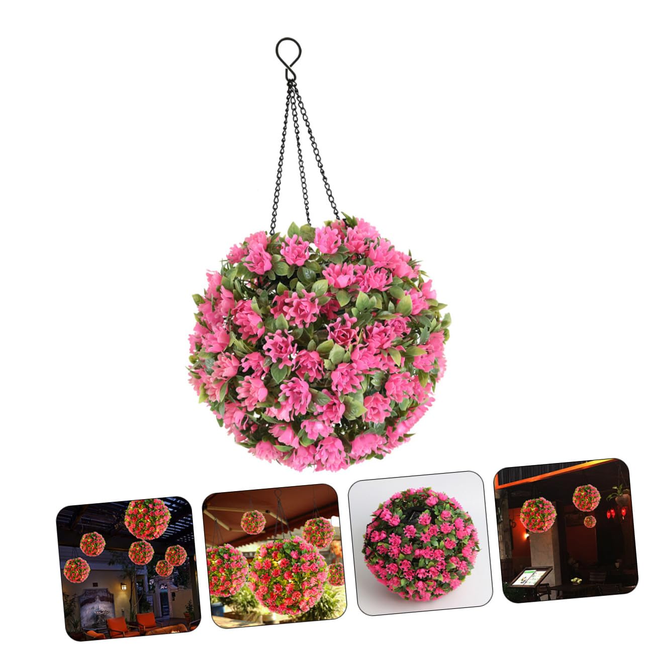 Artibetter Solarbetriebene LED Hängekugel aus Rosa Formschnitt Blumen und Kunststoff für Garten und Hochzeitsdekoration mit Realistischer Optik