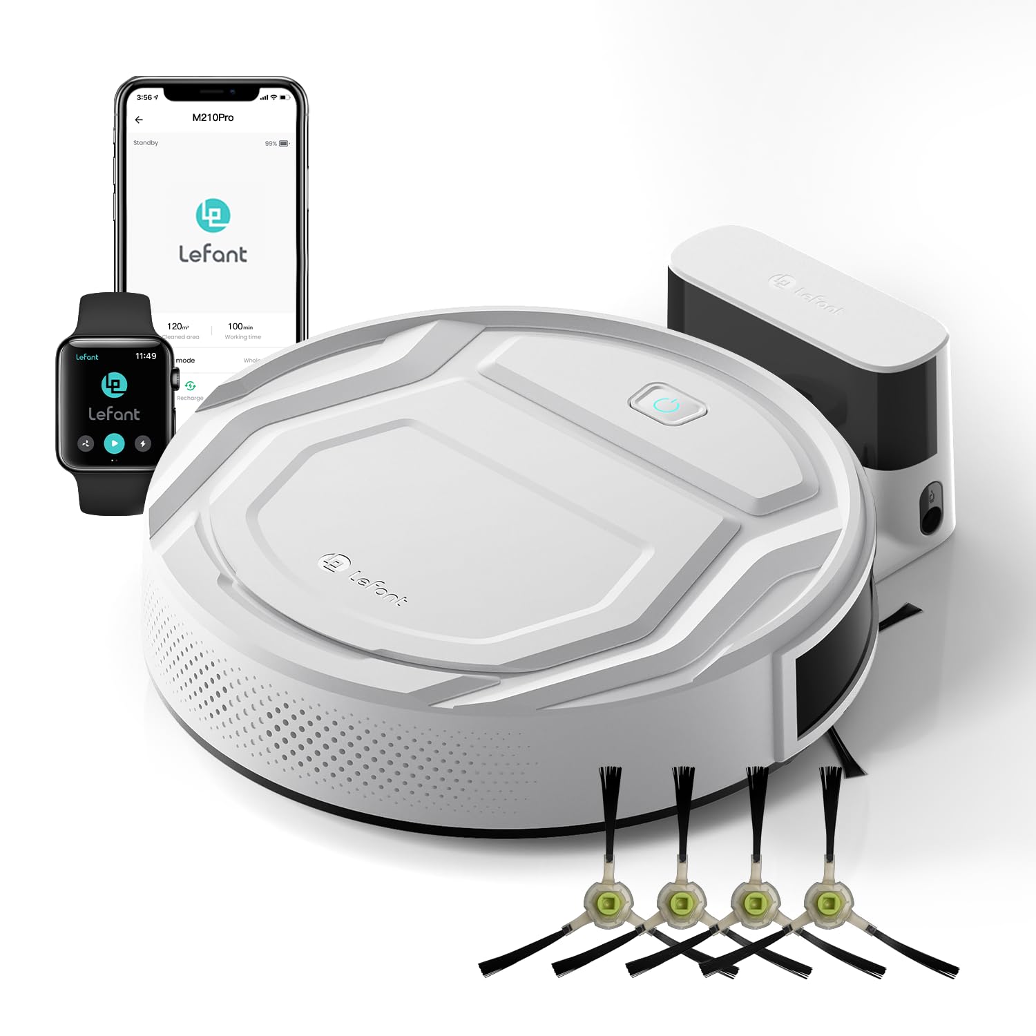 Lefant M210 Robot Vacuum Cleaner 2200Pa Strong Suction, 7.8cm Ultra-Thin for Low Carpet & Hard Floors, Wi-Fi/App/Alexa Control, Self-Charging, Ideal for Pet Hair