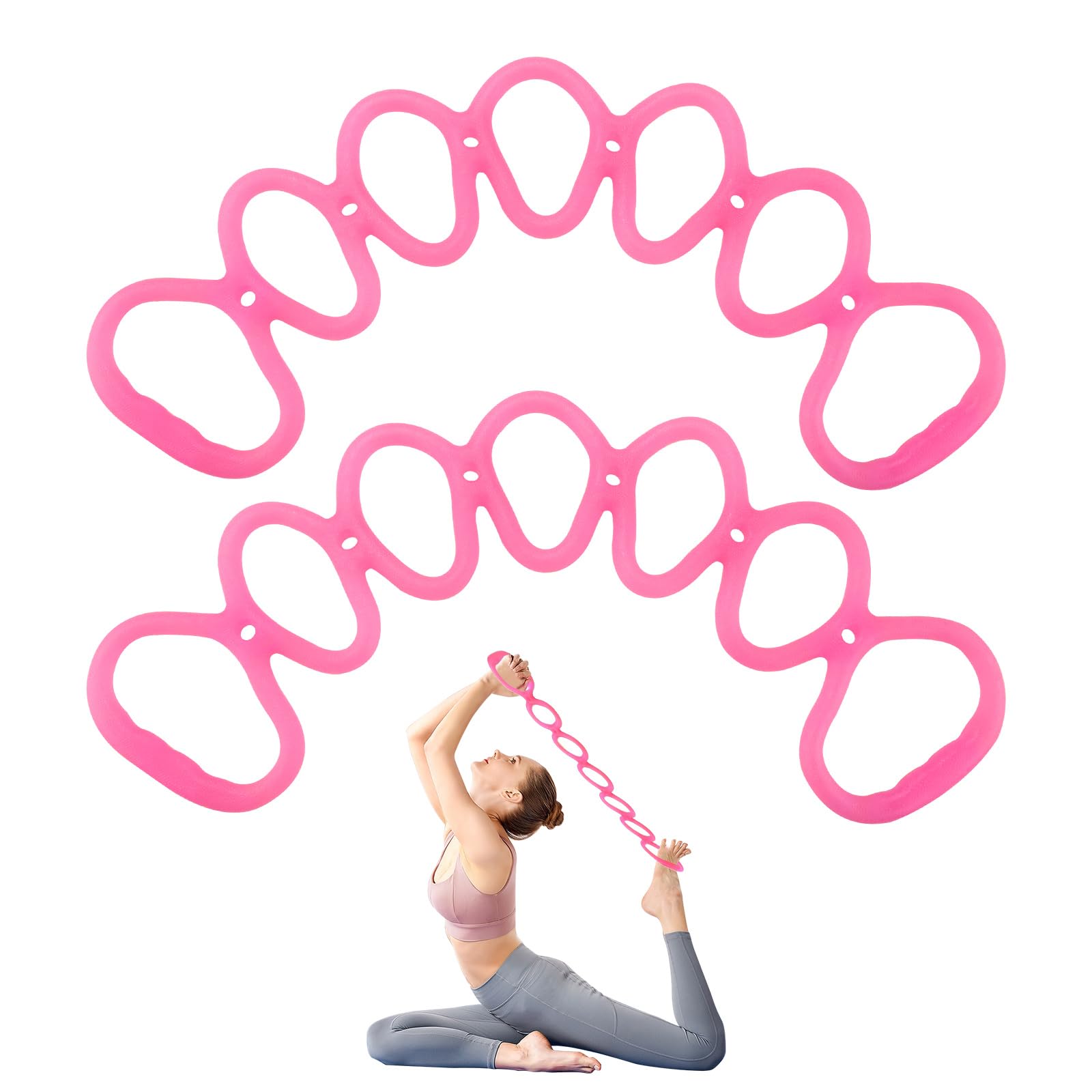 2PCS 7-Ring Adjustable Resistance Bands, 24in Length TPE Stretch Bands