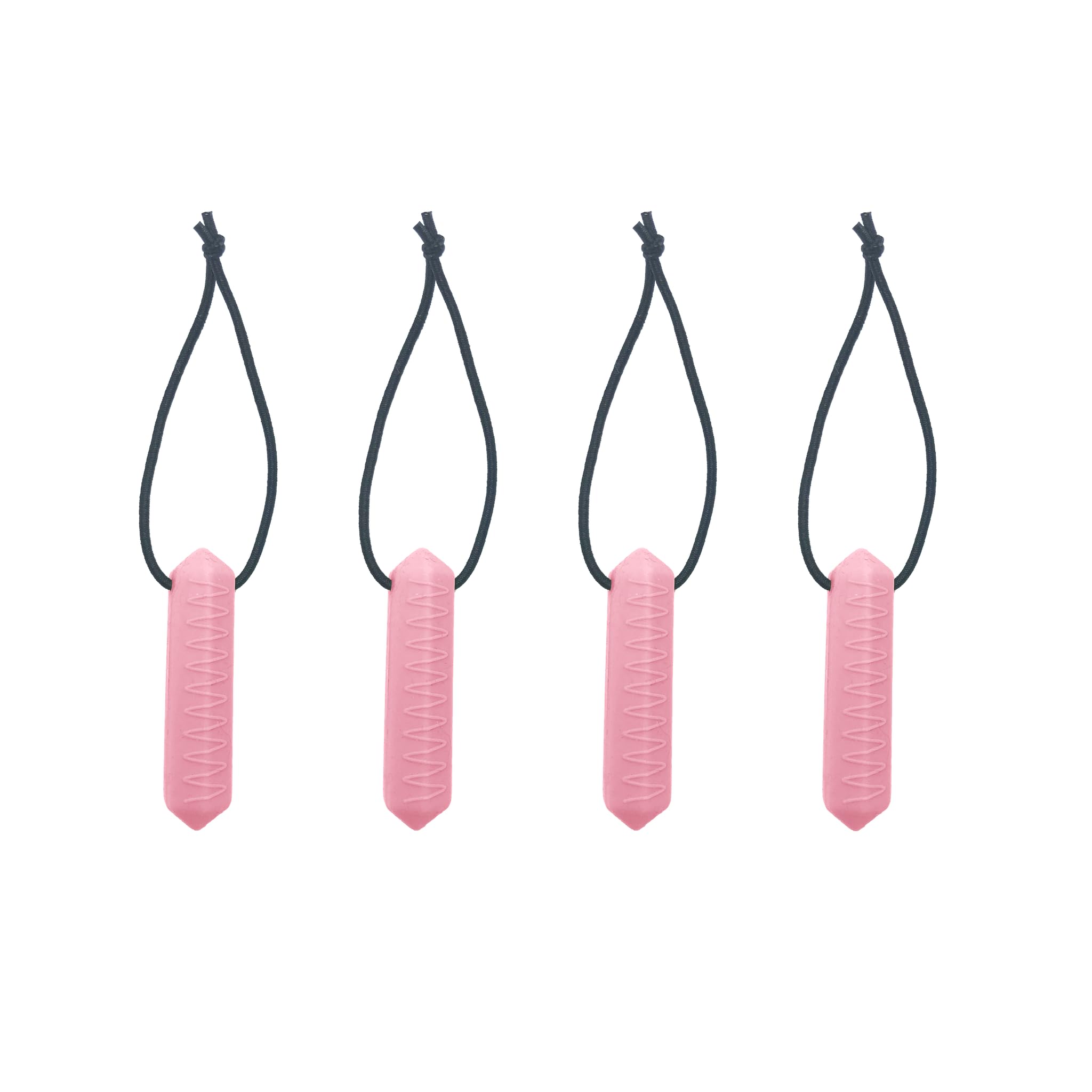 Zip Sensory Chew - Zip Chew Toggles 4 Piece Multi Pack - for Kids with Autism, Anxiety & ADHD - 100% Food Grade Silicone - Sensory Oojamabobs (Pink 4 Pack)