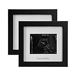 IHEIPYE Baby Sonogram Photo Frame - Ultrasound Picture Frame - Idea Gift for Expecting Parents, Baby Shower, Gender Reveal Party, Nursery Decor (Silver Text, Black 2Pack)