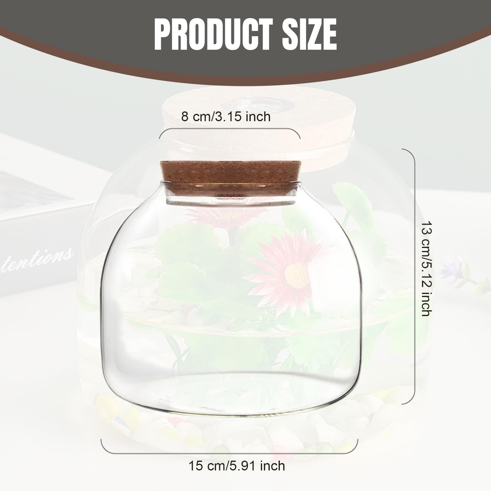 Terrario de vidrio Terrario de vidrio para plantas terrario para plantas de 1600 ml con tapa de corcho frasco de terrario de gran apertura para mini suculentas construcción de paisajes
