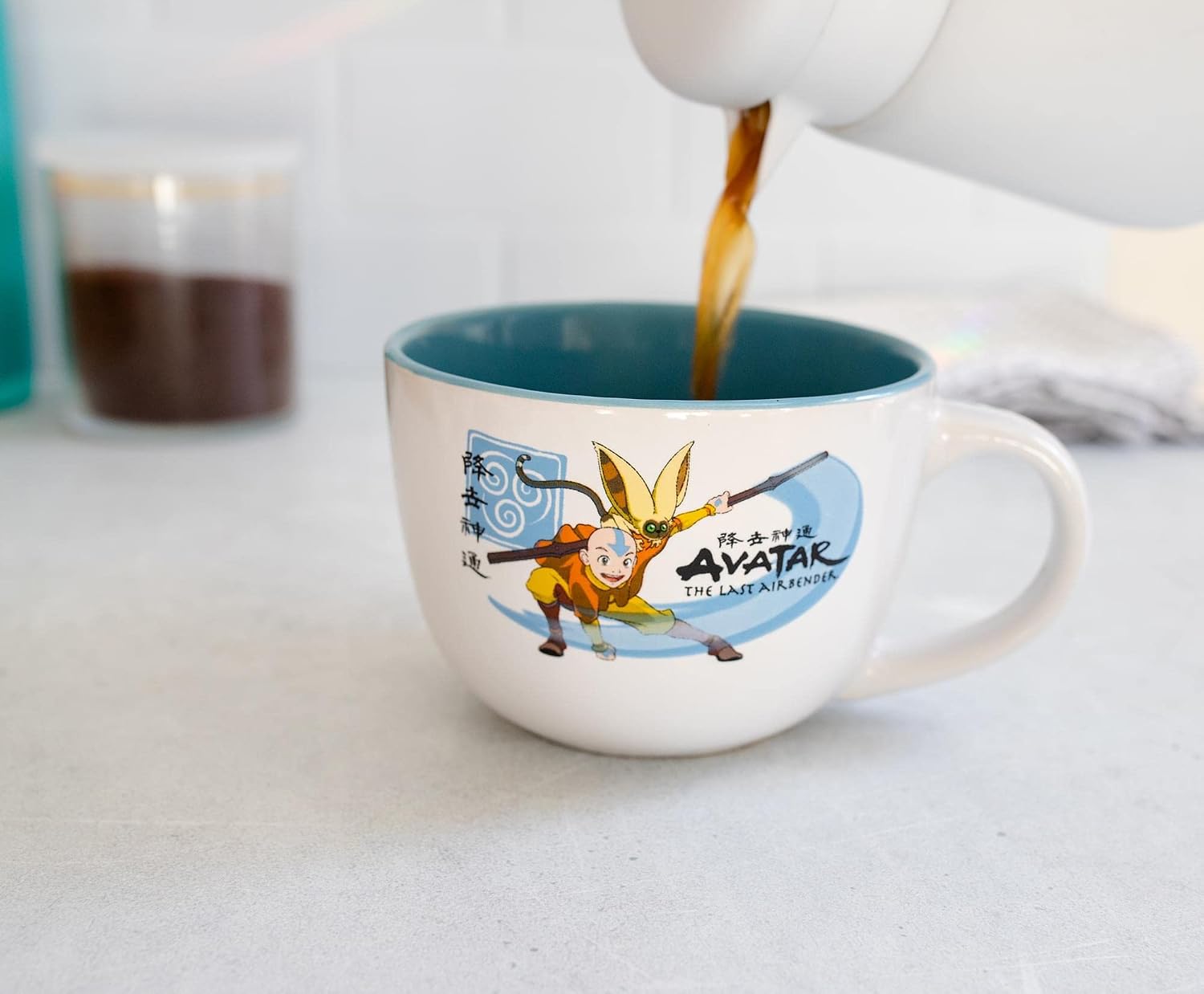 Silver Buffalo Avatar: The Last Airbender Aang and Momo Ceramic Soup Mug | Large Coffee Mugs and Cups, Home & Kitchen Essentials | Anime Manga Gifts And Collectibles | Holds 24 Ounces