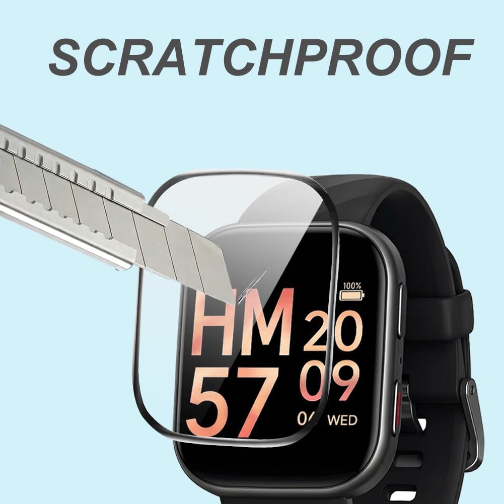 Screen Protector for HM57 1.85 Inch Smartwatch, PMMA Full Coverage HD 3D Anti-Scratch Film, Designed for FITVII, 3 Packs