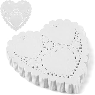 150 Pcs White Valentine Heart Doilies 4Inch Heart Shape Paper Doily for Valentine's Mother's Day Wedding Decoration Craft Party
