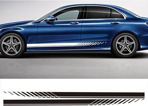 ملصقات السيارات ملصقات الشريط ، لمرسيدس بنز W205 C180 C200 C63 AMG تنورة جانبية Body Garland Side Stripe Sticker Sport Racing Decal