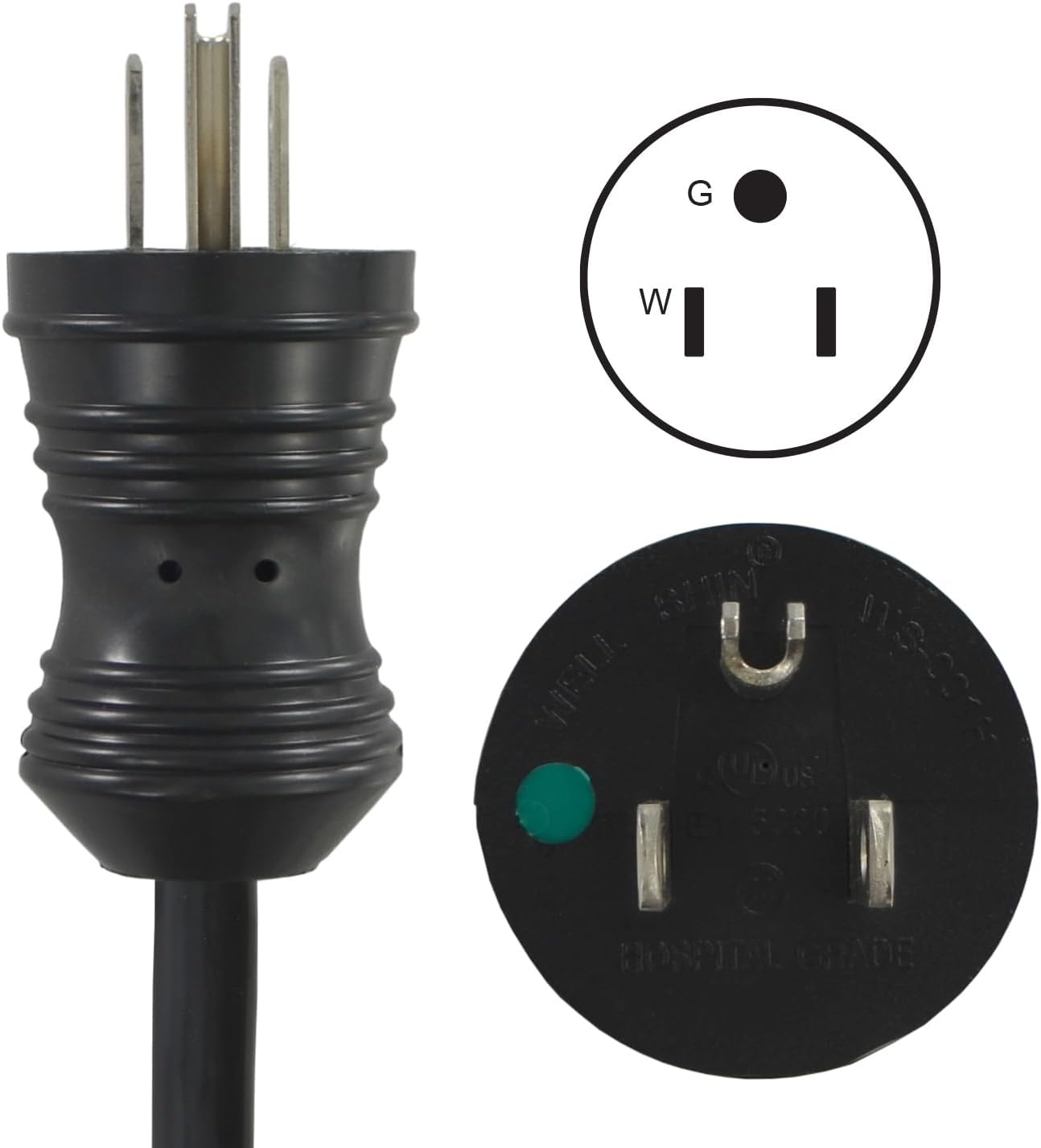 Conntek 29442-AS Medical-Grade Power Strip,Green,Black