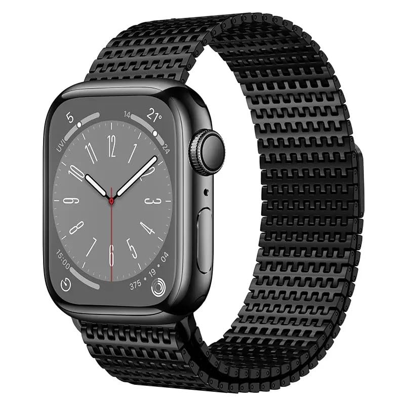 WINGLE Milanese Loop for Apple Watch Bands Women Series 11 10 42mm 41mm 40mm 38mm SE 3/2/1 Series 9 8 7 6 5 4 3 2 1, Men Magnetic Clasp Metal Mesh Loop Stainless Steel Apple iWatch Band, Black