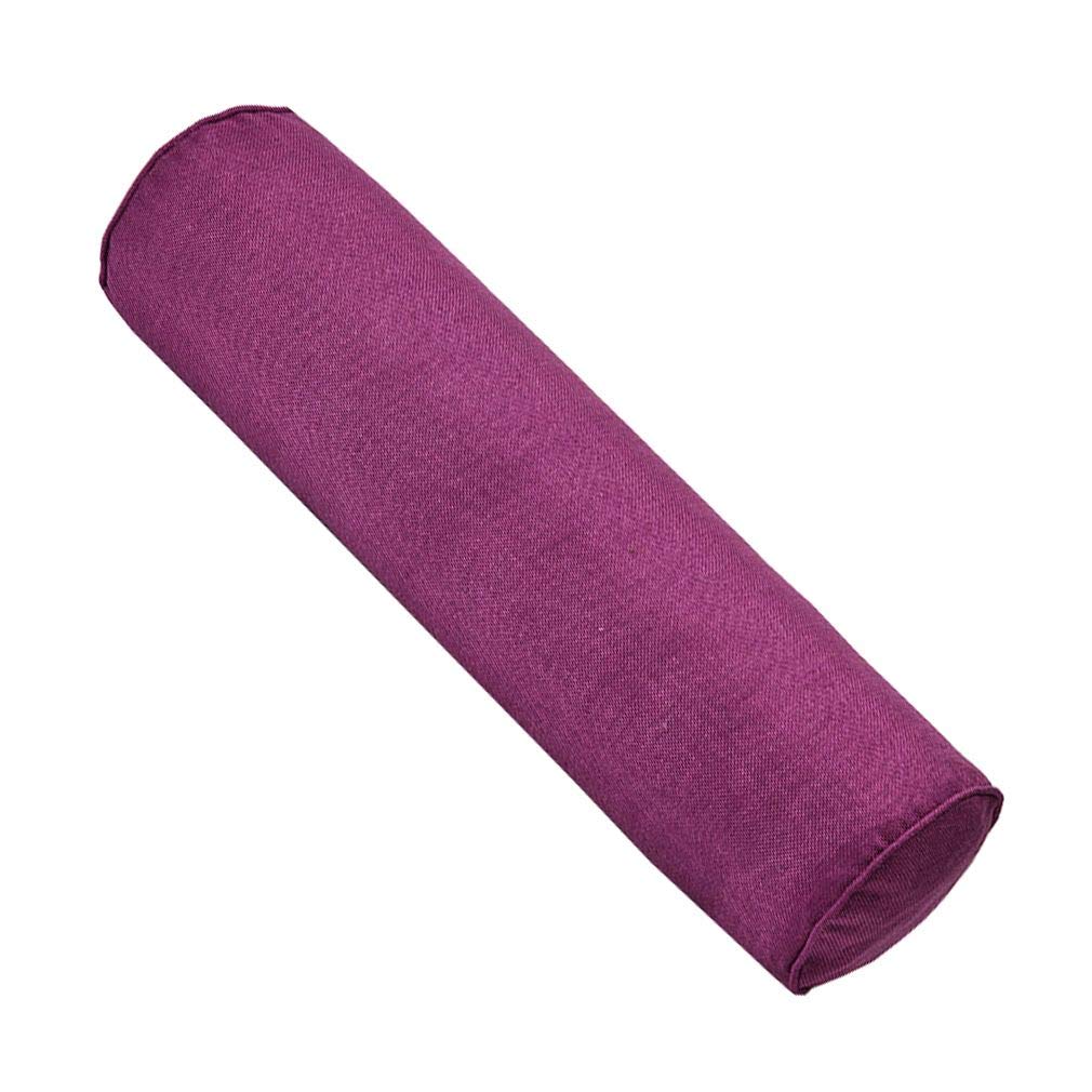 YiyiLai Cotton Linen Tube Waist Cushion Sofa Office Roll Pillow Back Support Purple 10x40cm