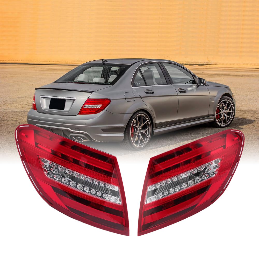2PCS LED Tail Lights For Mercedes-Benz W204 C250 C300 C350 2011 2012 2013 2014 Rear Brake Stop Lamps Left&Right Side