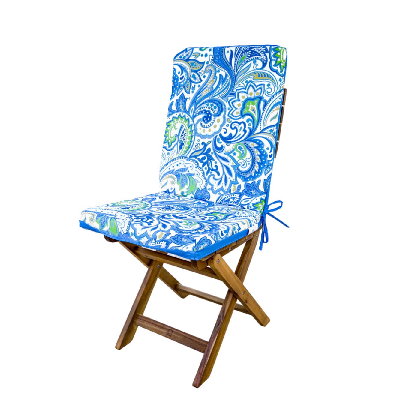 Set 4 Cuscini Per Sedia Con Schienale Alto – 95x40x5 Cm – Rivestimento In Poliestere, Resistenti All'acqua – Motivo Blu Nautico – Per Giardino E Soggiorno